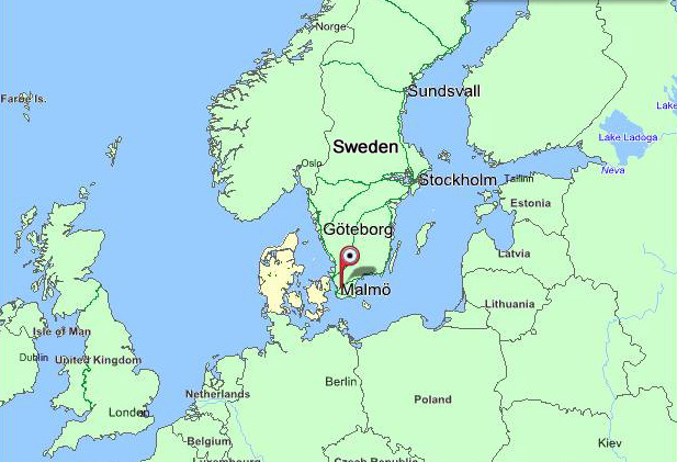 Skräddarsydd karta: Malmö Lomma Lund Sverige