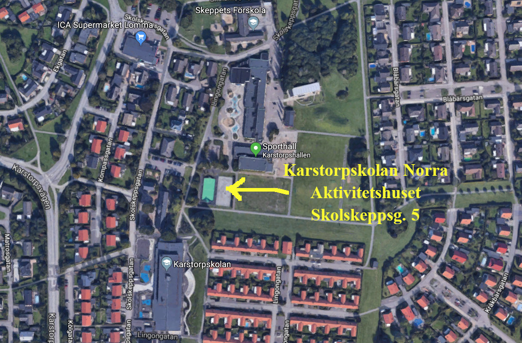 Skräddarsydd karta: Karstorpskolan Norra, Aktivitetshuset, Lomma